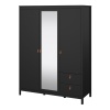 Barcelona 3 Door Mirror Wardrobe Black