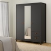 Barcelona 3 Door Mirror Wardrobe Black