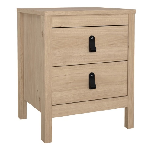 Barcelona Bedside Table 2 Drawers Oak