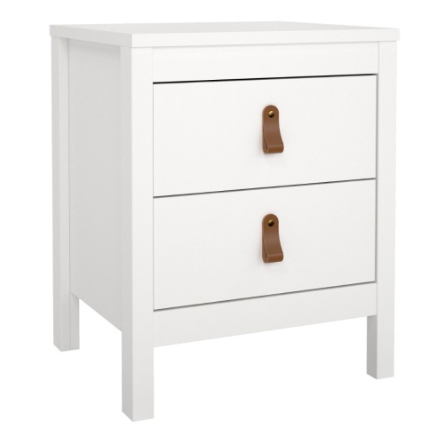 Barcelona Bedside Table 2 Drawers White