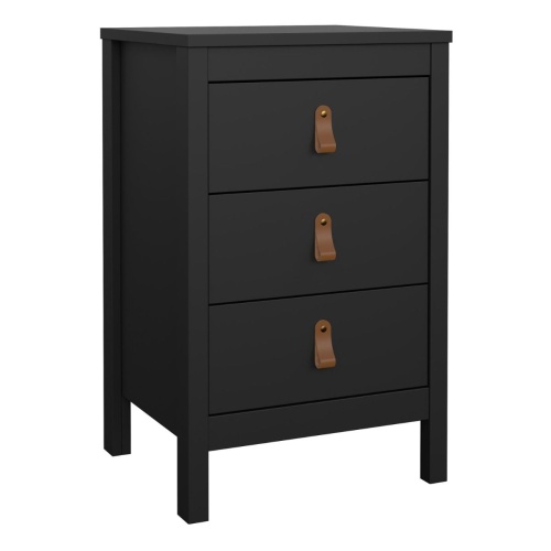 Barcelona Bedside Table 3 Drawers Black