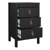 Barcelona Bedside Table 3 Drawers Black