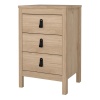 Barcelona Bedside Table 3 Drawers Oak