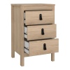 Barcelona Bedside Table 3 Drawers Oak