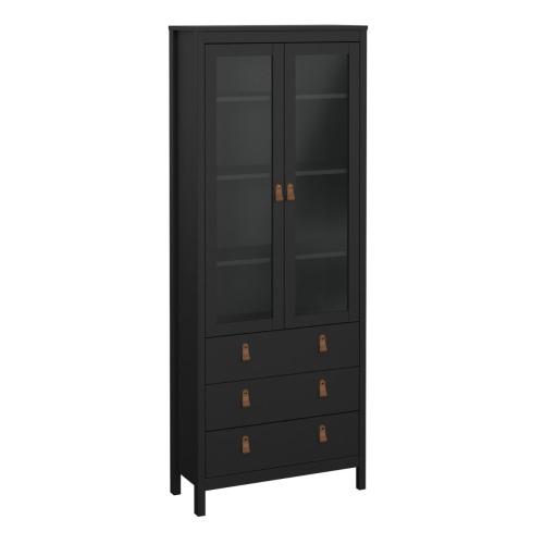 Barcelona China Cabinet 2 Glass Doors Black