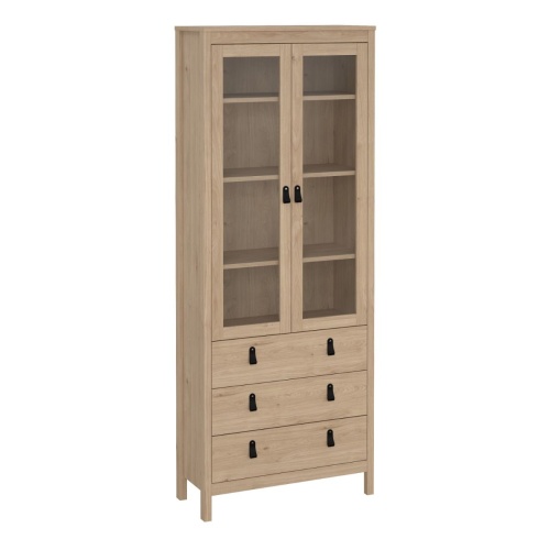 Barcelona China Cabinet 2 Glass Doors Oak