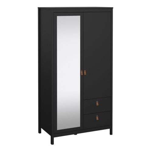 Barcelona Mirror Door Wardrobe Black