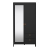 Barcelona Mirror Door Wardrobe Black