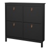 Barcelona Shoe Cabinet 4 Flip Down Doors Black