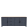 Boho 3 Door 3 Drawer Large Sideboard Navy