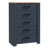 Boho 5 Drawer Narrow Chest Navy