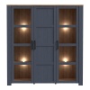 Boho LED 3 Door Large Display Cabinet Navy