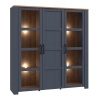 Boho LED 3 Door Large Display Cabinet Navy