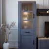 Boho LED Narrow Display Cabinet Navy