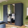 Boho Mirrored Door Wardrobe Navy