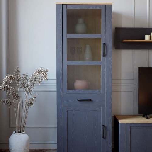 Boho Narrow Display Cabinet Navy